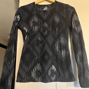 Cuddl Duds black Aztec print fleece top, size S, worn a couple times